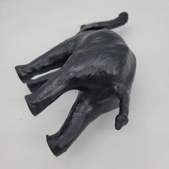 Leather Wrapped Elephant Figure Trunk Up Wildlife Vintage Collectible Handmade - Picture 12 of 13